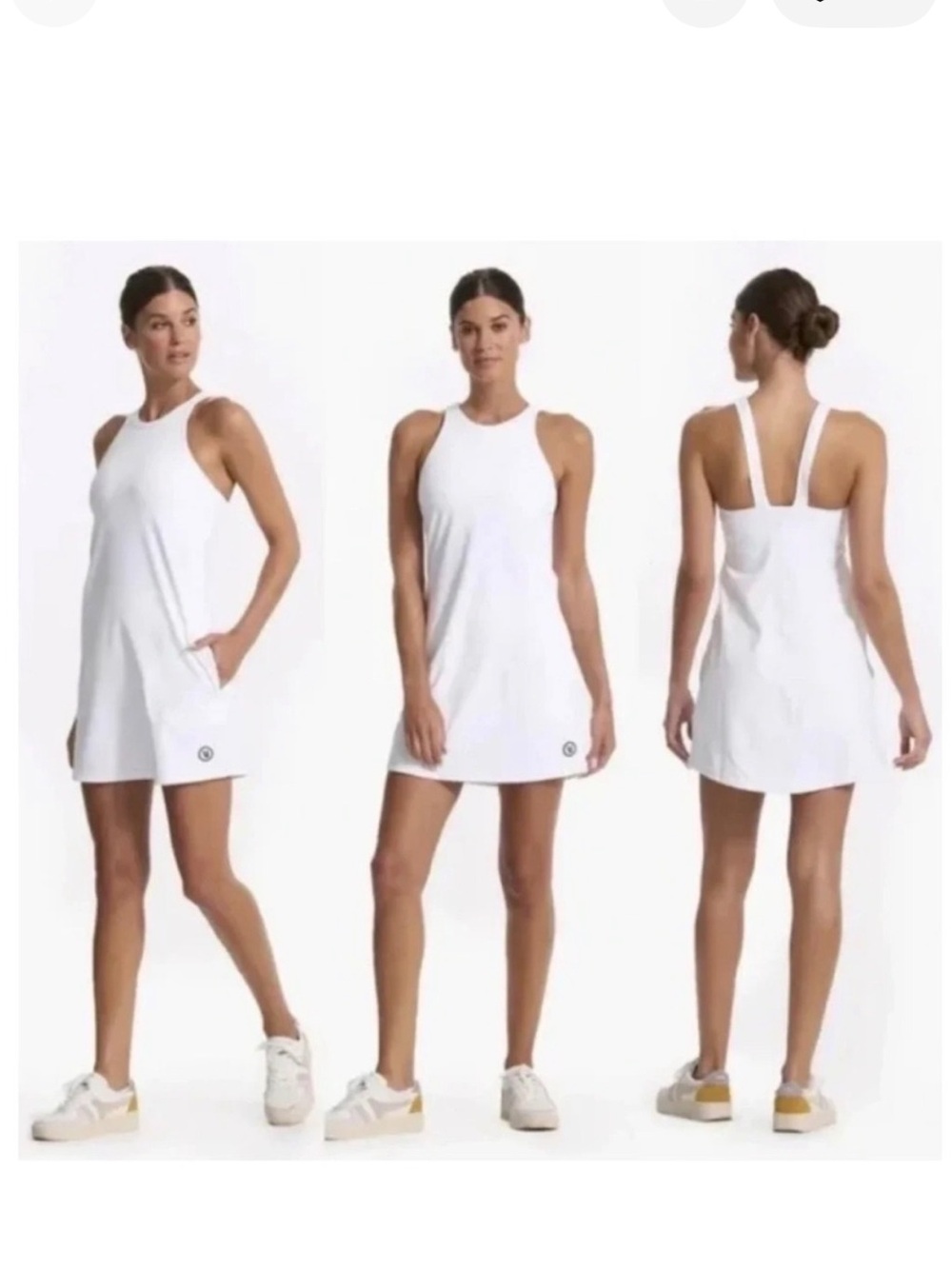 Vuori Volley DRess with pockets White Racerback